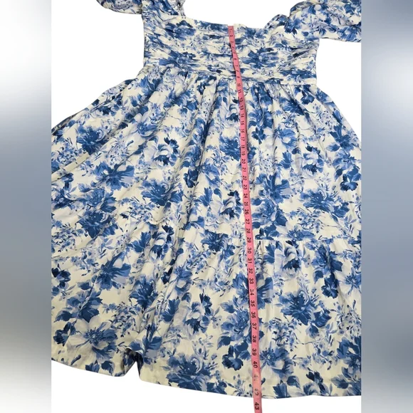 Abercrombie & Fitch NWT Emerson Poplin Puff Sleeve Midi Dress Blue- Size XL - Picture 5 of 7